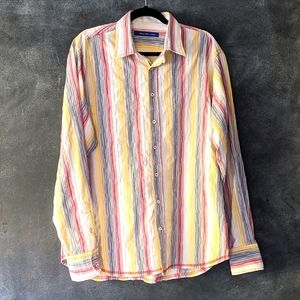 Georg Roth Long Sleeve Casual Textured Flip Cuff Button Down Shirt